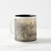 Claremont 1738年のボーリング・グリーン(版木、銅版、版画) ツートーンマグカップ (正面左)