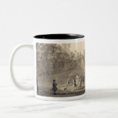 Claremont 1738年のボーリング・グリーン(版木、銅版、版画) ツートーンマグカップ (左)