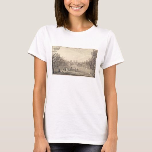 Claremont 1738年のボーリング・グリーン(版木、銅版、版画) tシャツ (正面)