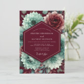 Claret Aquamarine Bloom Wedding 招待状 (スタンド正面)