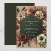 Claret Baroque Still Life Wedding 招待状 (正面/裏面)