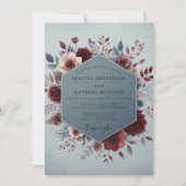 Claret Slate Painterly Bloom Wedding 招待状 (正面)