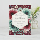 Claret Teal Moody Bloom Wedding 招待状 (スタンド正面)