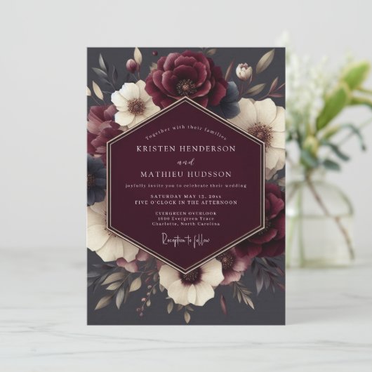 Claret Tenebrous Flora Wedding 招待状 (スタンド正面)