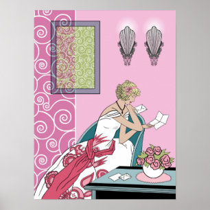 Clarice's Letter - Art Deco Fashion Design ポスター