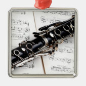 Clarinetクローズアップ写真 メタルオーナメント (正面)