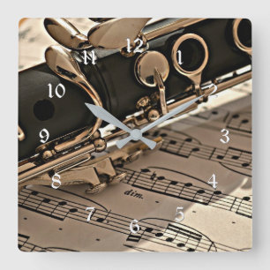 Clarinetクローズアップ スクエア壁時計