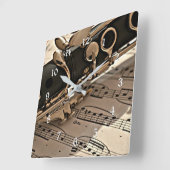 Clarinetクローズアップ スクエア壁時計 (傾斜)