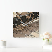 Clarinetクローズアップ スクエア壁時計 (ホーム)