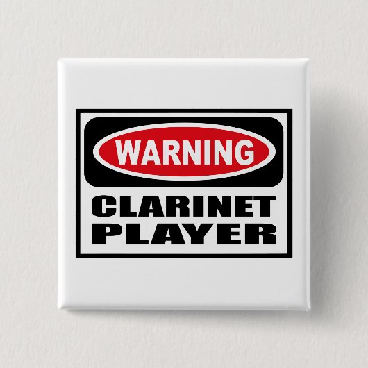 CLARINETプレーヤーボタンの警告 缶バッジ (正面)