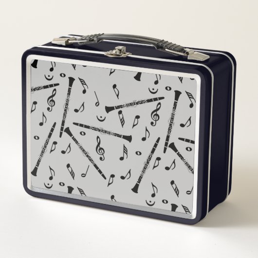 Clarinetミュージックノートパターン メタルランチボックス (正面)