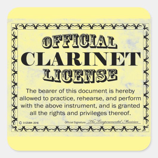 Clarinetライセンススクエアステッカー スクエアシール (正面)