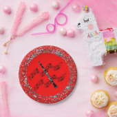 Clarinet、カラフル赤、背景 ペーパープレート (パーティー)