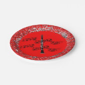 Clarinet、カラフル赤、背景 ペーパープレート (アングル)