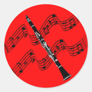 Clarinet、カラフル赤、背景 ラウンドシール