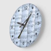 Clarinet~シ転がートミュージック~青い濃淡の背景~ ラージ壁時計 (傾斜)