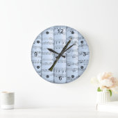 Clarinet~シ転がートミュージック~青い濃淡の背景~ ラージ壁時計 (ホーム)