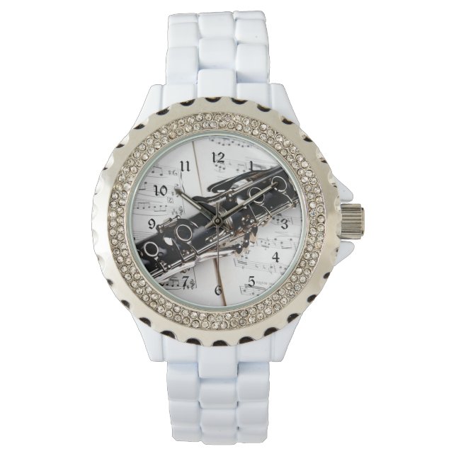 Clarinet、ミュージカル楽器クローズアップ写真 腕時計 (正面)