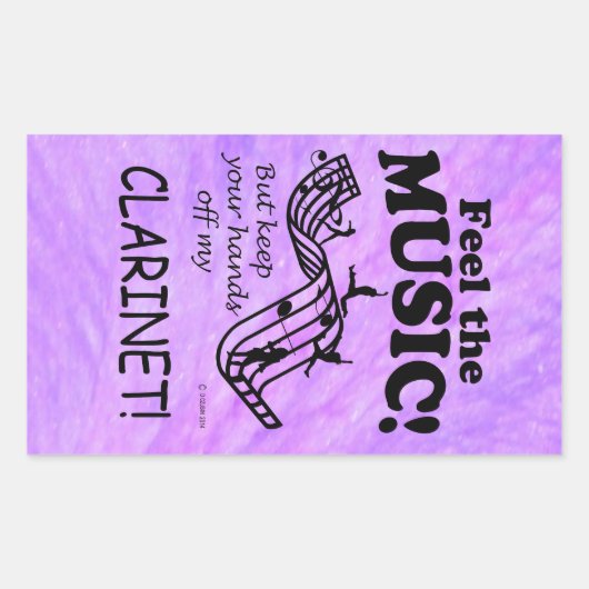 Clarinet 感じ The Music Rectangular Sticker 長方形シール (正面)