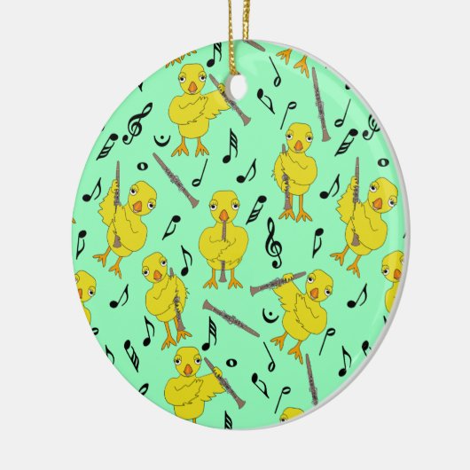Clarinet Chick Clarinetsミュージックノート セラミックオーナメント (左)