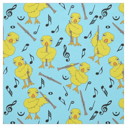 Clarinet Chick Music Notes ファブリック (見本)