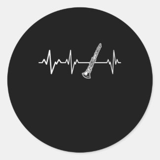 Clarinet Heartbeat Classic Clarinetist Gift Idea ラウンドシール
