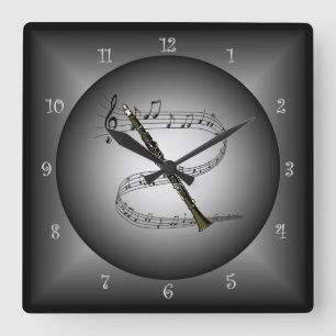 Clarinet~Musicalの地球の~Musical楽器の~Scale~ スクエア壁時計