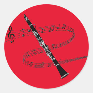 Clarinet on Redミュージカル背景 ラウンドシール
