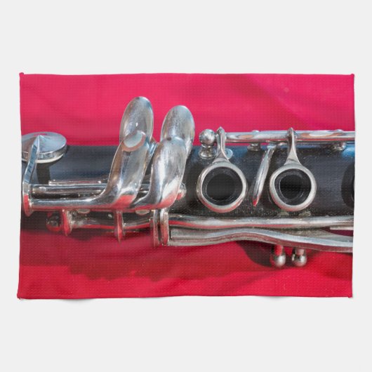 Clarinet on Red キッチンタオル (横)
