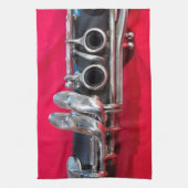 Clarinet on Red キッチンタオル (縦)