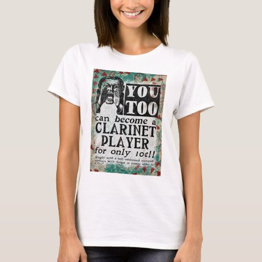 Clarinet Player Tシャツ – おもしろいヴィンテージレトロ (正面)