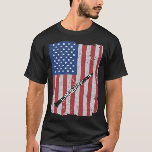 Clarinet Usa Flag Clarinet Player Clarinetist Tシャツ (正面)
