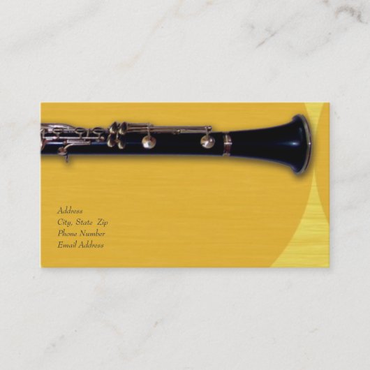 ClarinetCentral.comのためのクラリネットの名刺 名刺 (正面)