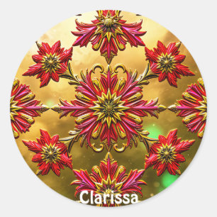 CLARISSA ~光沢のある赤い金ゴールドブラッククリスマス~ ラウンドシール