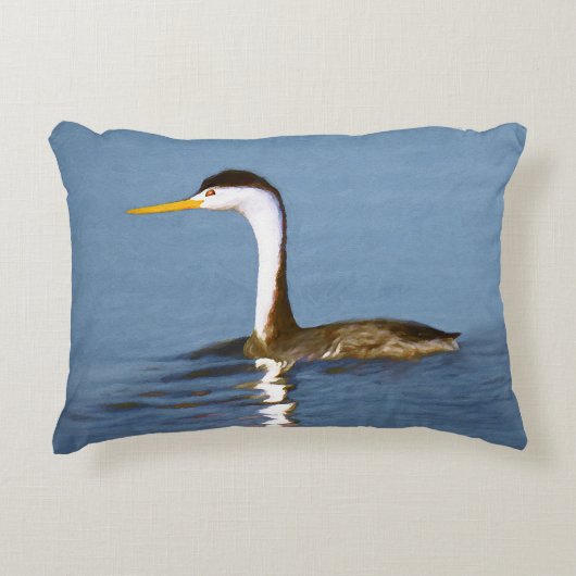 Clark's Grebe'絵画s - Bird Artオリジナル アクセントクッション (正面)