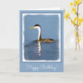 Clark's Grebe'絵画s - Bird Artオリジナル カード (黄色い花)