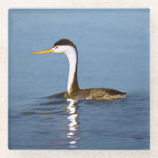 Clark's Grebe'絵画s - Bird Artオリジナル ガラスコースター (正面)