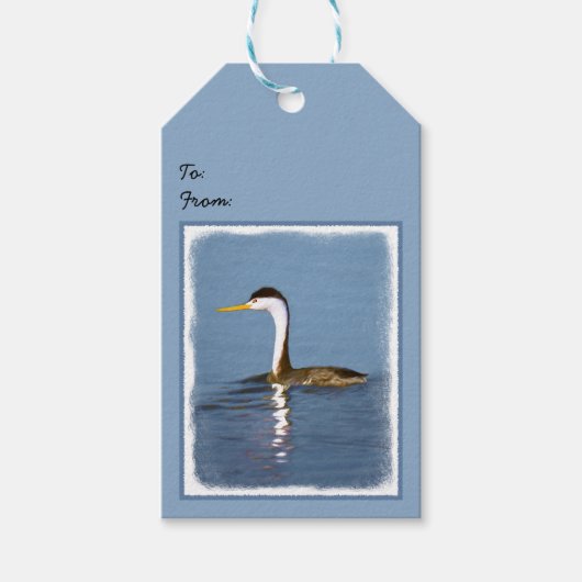 Clark's Grebe'絵画s - Bird Artオリジナル ギフトタグ (正面)