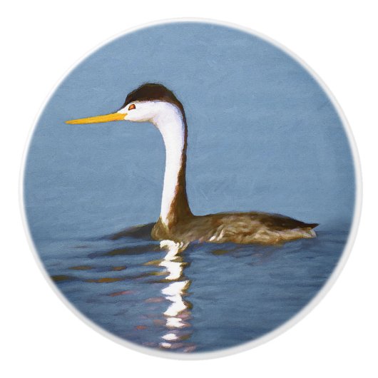 Clark's Grebe'絵画s - Bird Artオリジナル セラミックノブ (正面)