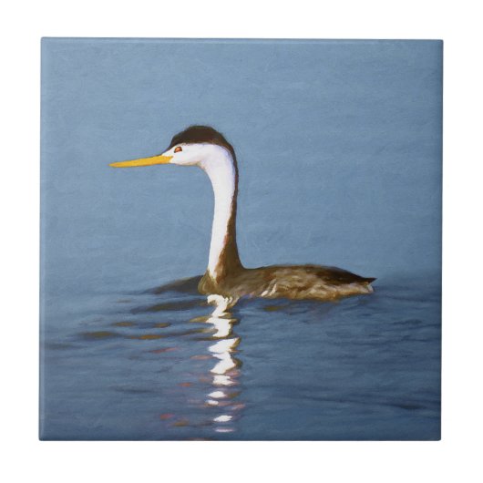 Clark's Grebe'絵画s - Bird Artオリジナル タイル (正面)