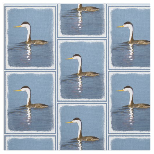 Clark's Grebe'絵画s - Bird Artオリジナル ファブリック (見本)