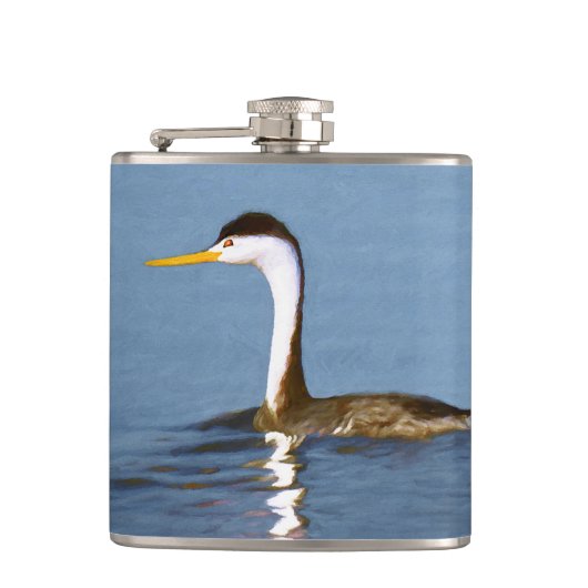 Clark's Grebe'絵画s - Bird Artオリジナル フラスク (正面)