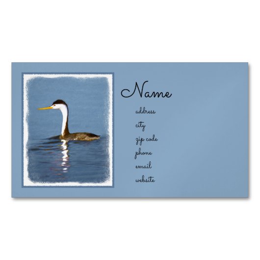 Clark's Grebe'絵画s - Bird Artオリジナル マグネット名刺 (正面)