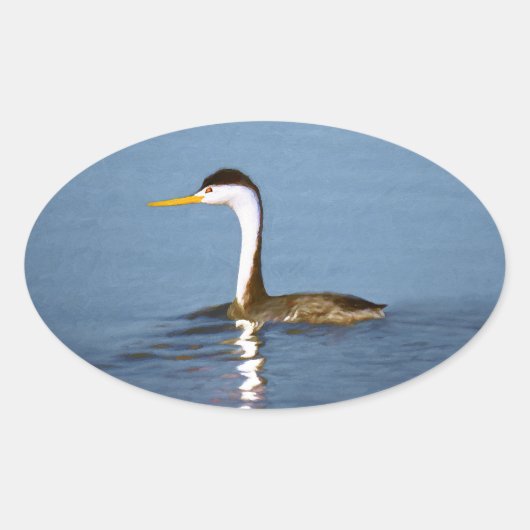 Clark's Grebe'絵画s - Bird Artオリジナル 楕円形シール (正面)