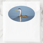 Clark's Grebe'絵画s - Bird Artオリジナル 楕円形シール (バッグ)