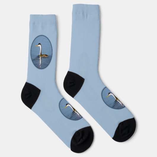 Clark's Grebe's -絵画オリジナルワイルドバードアート ソックス (右)