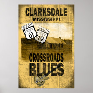 Clarksdale Missipii Bluesポスター ポスター