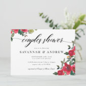 Clasic Floral Elegant Script Couples Bridal Shower 招待状 (スタンド正面)