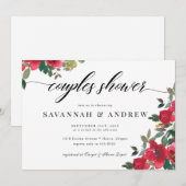 Clasic Floral Elegant Script Couples Bridal Shower 招待状 (正面/裏面)