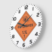 Class 1.1L Explosives Hazard Sign ラージ壁時計 (傾斜)